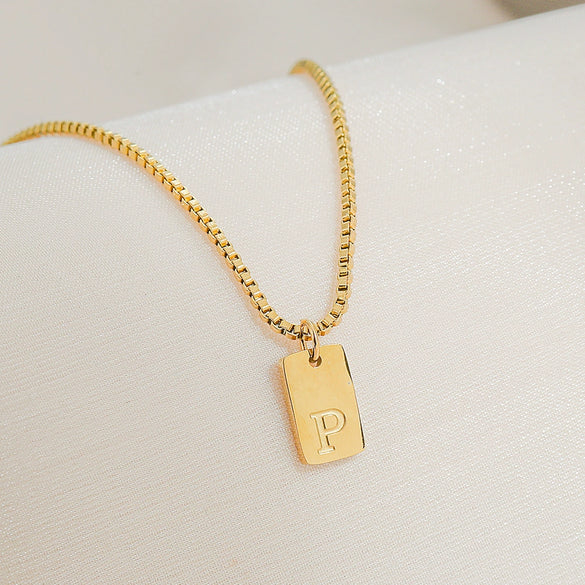 Pendant Necklace Stainless Steel Titanium Steel Geometric Letters Numbers Text Electroplated Minimalist Style