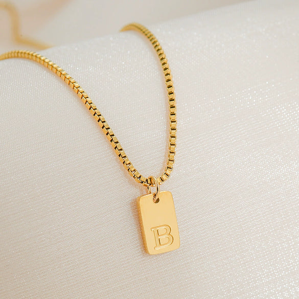 Pendant Necklace Stainless Steel Titanium Steel Geometric Letters Numbers Text Electroplated Minimalist Style