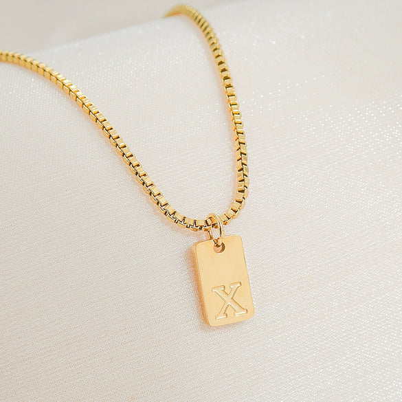 Pendant Necklace Stainless Steel Titanium Steel Geometric Letters Numbers Text Electroplated Minimalist Style
