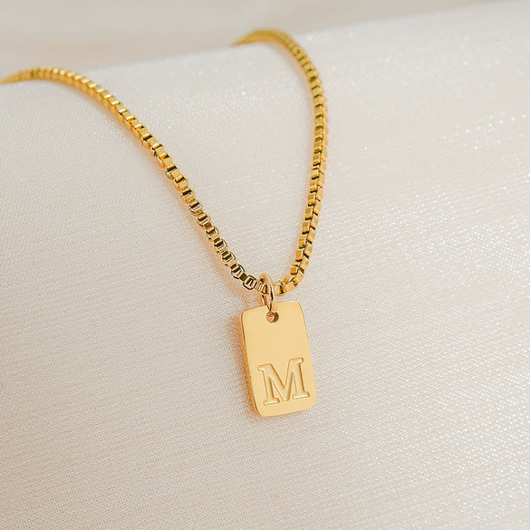 Pendant Necklace Stainless Steel Titanium Steel Geometric Letters Numbers Text Electroplated Minimalist Style