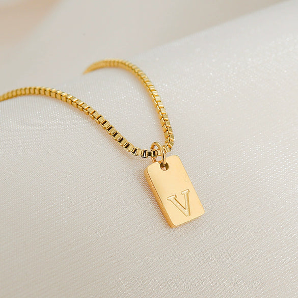 Pendant Necklace Stainless Steel Titanium Steel Geometric Letters Numbers Text Electroplated Minimalist Style