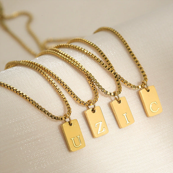 Pendant Necklace Stainless Steel Titanium Steel Geometric Letters Numbers Text Electroplated Minimalist Style