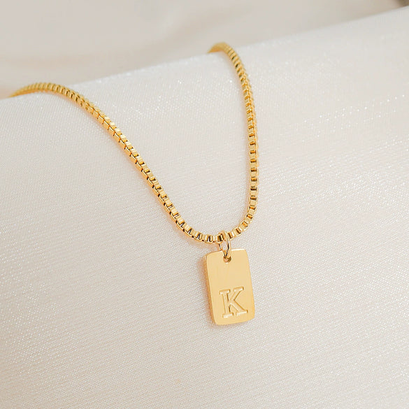 Pendant Necklace Stainless Steel Titanium Steel Geometric Letters Numbers Text Electroplated Minimalist Style