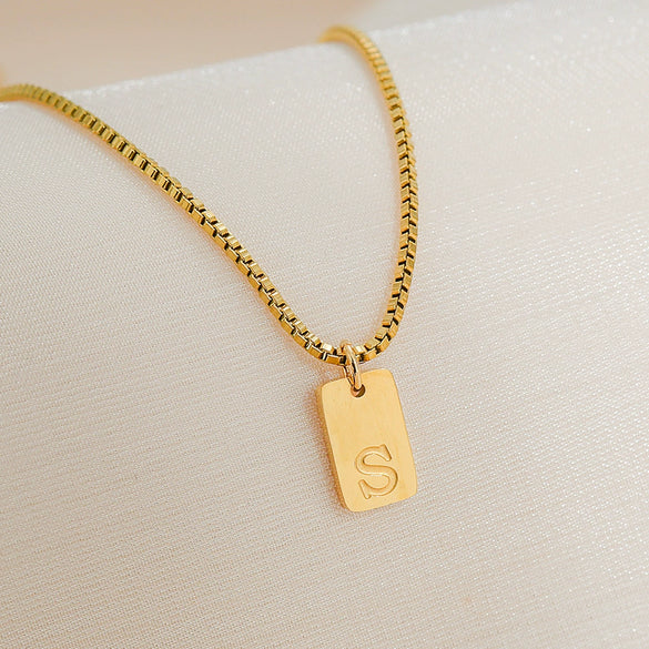 Pendant Necklace Stainless Steel Titanium Steel Geometric Letters Numbers Text Electroplated