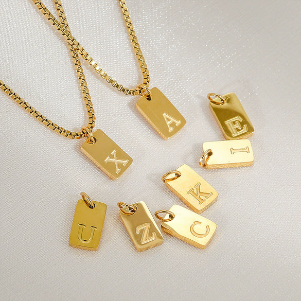 Pendant Necklace Stainless Steel Titanium Steel Geometric Letters Numbers Text Electroplated