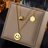 Pendant Necklace Stainless Steel Titanium Steel Gold Plated Irregular Chain Love Square Smiley Face Fashion Design