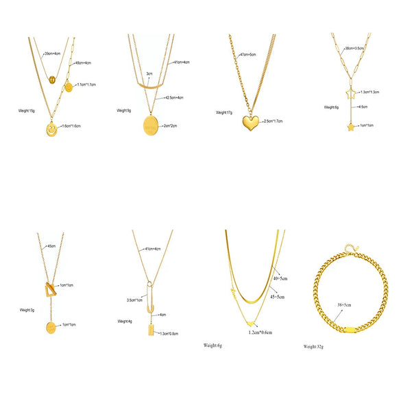 Pendant Necklace Stainless Steel Titanium Steel Gold Plated Irregular Chain Love Square Smiley Face Fashion Design