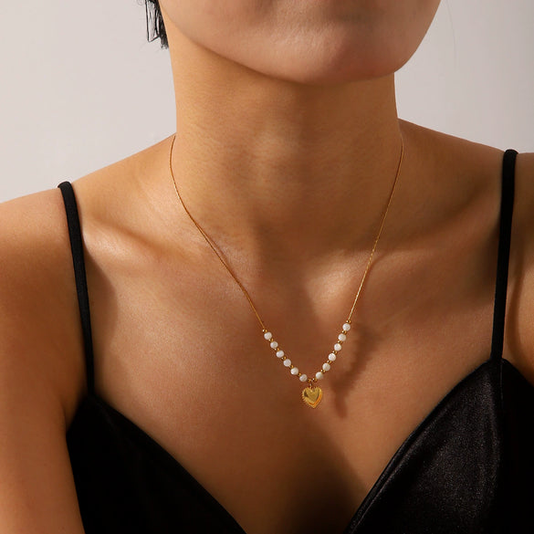 Pendant Necklace Stainless Steel Titanium Steel Heart Geometric Electroplating For Women