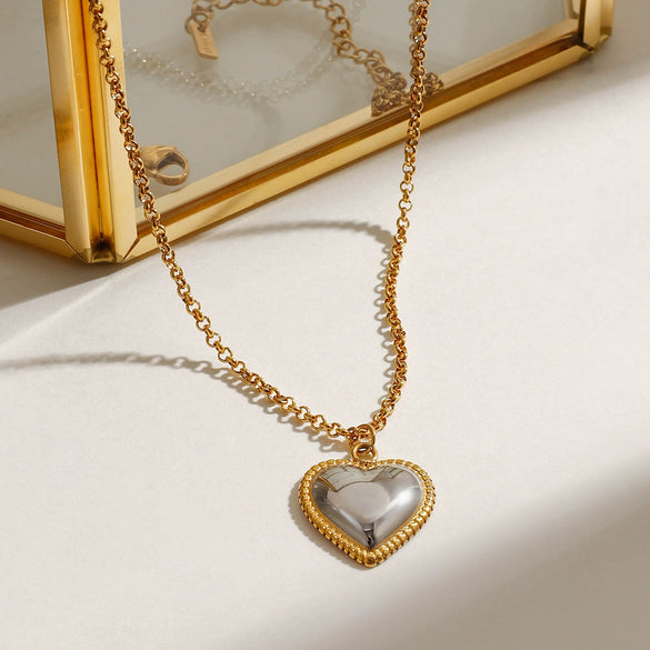 Pendant Necklace Stainless Steel Titanium Steel Heart Shape Electroplating