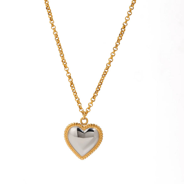 Pendant Necklace Stainless Steel Titanium Steel Heart Shape Electroplating