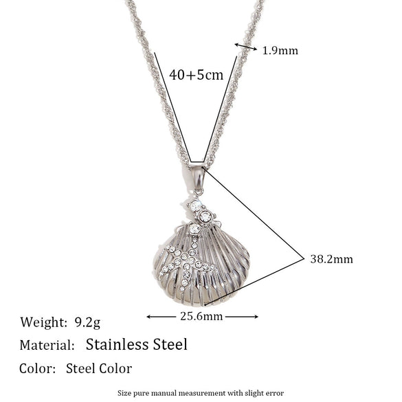 Pendant Necklace Stainless Steel Titanium Steel Scallop Embedded Starfish Bow Electroplating Women