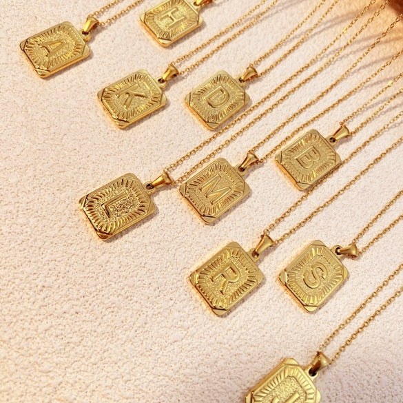 Pendant Necklace Stainless Steel Titanium Steel U Shaped Letter Vintage Hip Hop Style Unisex Electroplating