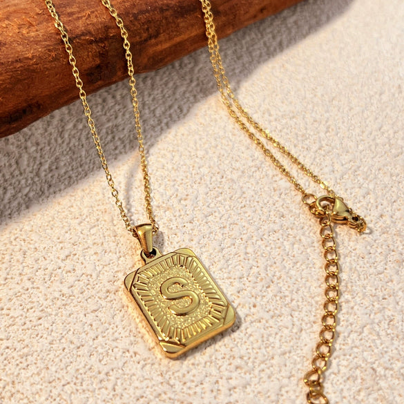 Pendant Necklace Stainless Steel Titanium Steel U Shaped Letter Vintage Hip Hop Style Unisex Electroplating