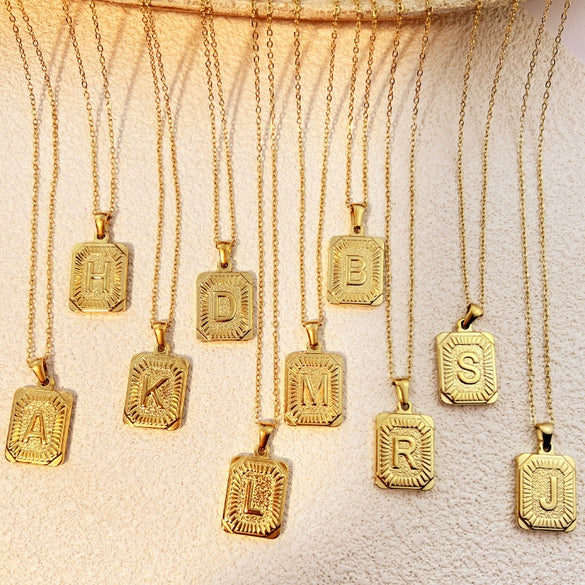 Pendant Necklace Stainless Steel Titanium Steel U Shaped Letter Vintage Hip Hop Style Unisex Electroplating