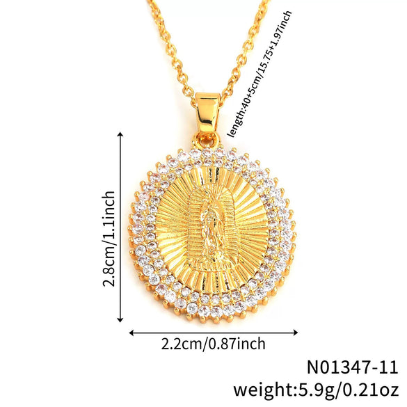 Pendant Necklace Stainless Steel Virgin Copper Inlaid Zirconium Retro Fashion Heart Shape Letters Numbers Text Electroplating
