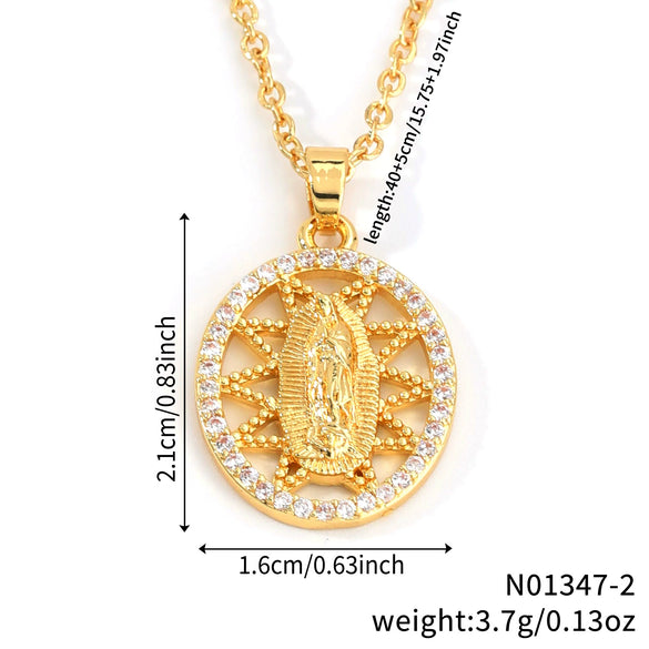 Pendant Necklace Stainless Steel Virgin Copper Inlaid Zirconium Retro Fashion Heart Shape Letters Numbers Text Electroplating