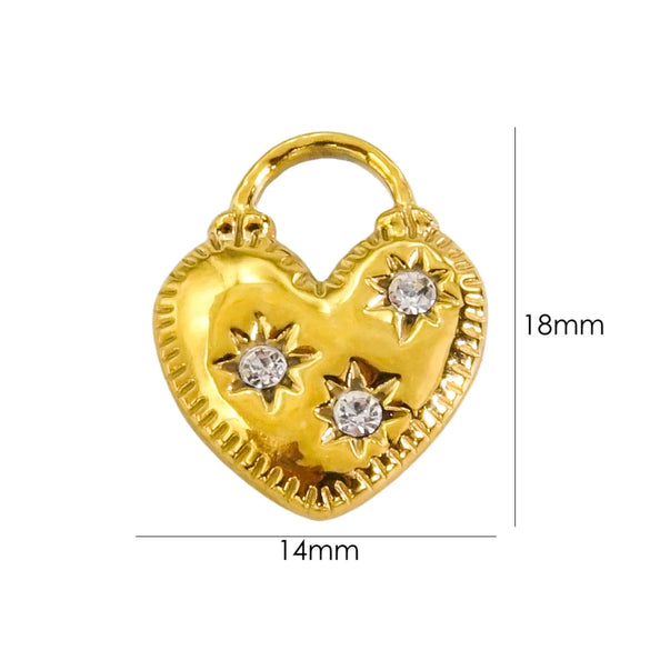 Pendant Necklace Stainless Steel Zircon Love Heart Shape Electroplating
