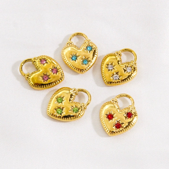 Pendant Necklace Stainless Steel Zircon Love Heart Shape Electroplating
