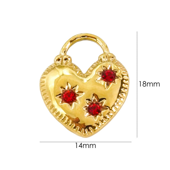 Pendant Necklace Stainless Steel Zircon Love Heart Shape Electroplating