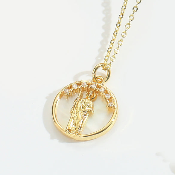 Pendant Necklace Starfish Animal Zodiac Copper Mixed Gemstone Setting Electroplating O Word Chain Design