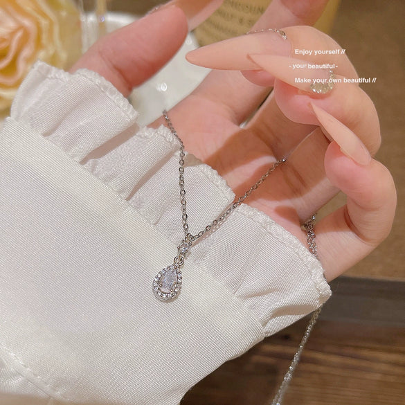 Pendant Necklace Titanium Steel Copper Cross Chain Drop Shape Electroplating Women's Simple Minimalist Style