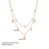 Pendant Necklace Titanium Steel Doublelayer Multiple Pearl Butterfly Love Fiveleaf Flower Geometric Style For Women