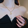 Pendant Necklace Titanium Steel Electroplated Moon Love Letters Numbers Text Clavicle Chain