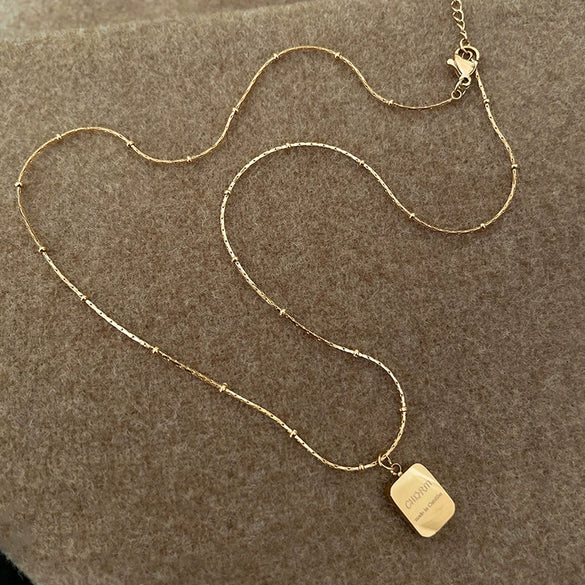 Pendant Necklace Titanium Steel Electroplated Moon Love Letters Numbers Text Clavicle Chain