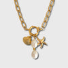 Pendant Necklace Titanium Steel Geometric Electroplated Retro Pearl
