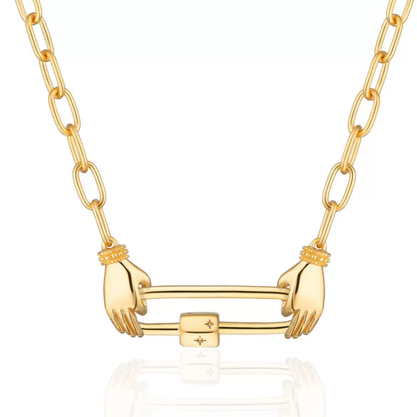 Pendant Necklace Titanium Steel Geometric Electroplated Retro Pearl