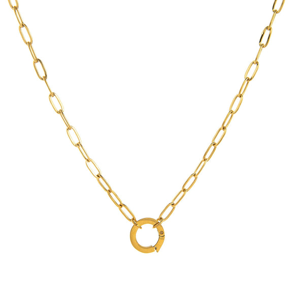 Pendant Necklace Titanium Steel Geometric Electroplated Retro Pearl