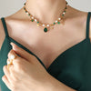 Pendant Necklace 316L Stainless Steel Geometric Electroplating Freshwater Pearl Zircon Jade Turquoise Women's