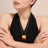 Pendant Necklace Titanium Steel Geometric Square Triangle Hip Hop Style 18K Gold Plated