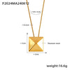 Pendant Necklace Titanium Steel Geometric Square Triangle Hip Hop Style 18K Gold Plated