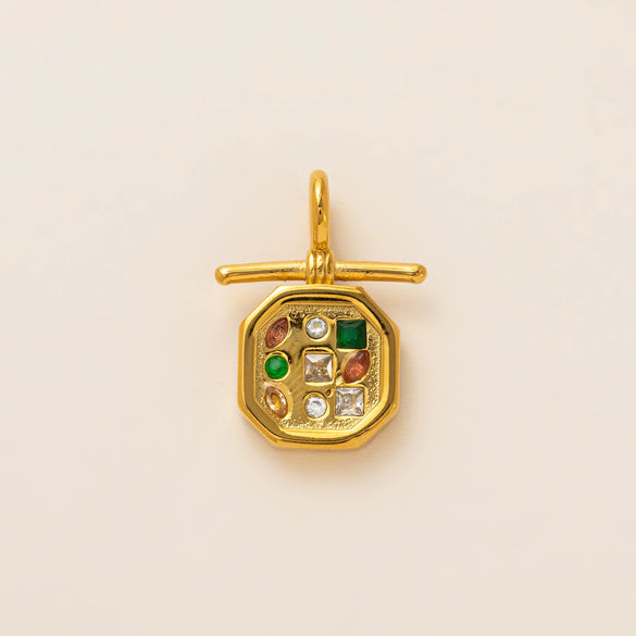 Pendant Necklace Titanium Steel Geometric Style Diamond Mixed Gemstone Inlay Vacuum Plated For Women