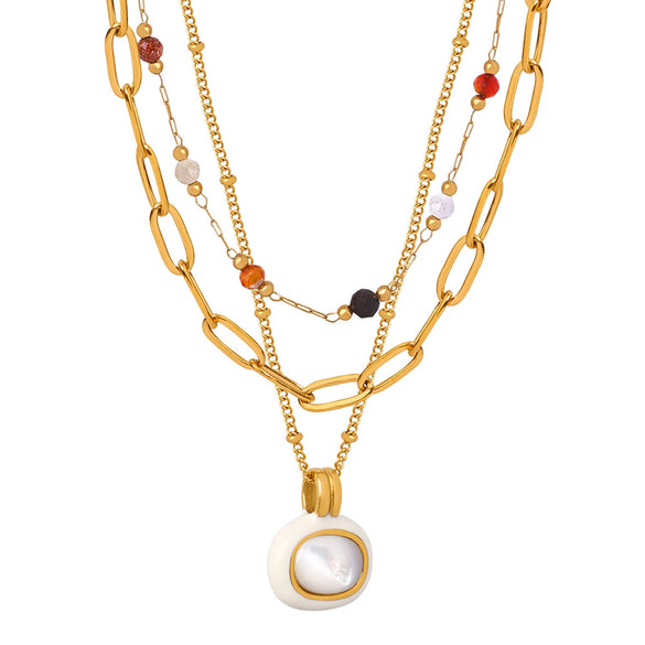 Pendant Necklace 316L Stainless Steel Gold Plated Geometric Simple Style Jewelry For Women