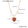 Pendant Necklace 316L Stainless Steel Gold Plated Peach Heart Inlaid Zircon Imitation Pearl Geometric Design