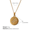 Pendant Necklace 316L Stainless Steel Inlaid Zircon Round Constellation Electroplating For Women