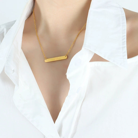 Pendant Necklace 316L Stainless Steel 18K Gold Plated Geometric Letter Design