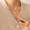 Pendant Necklace 316L Stainless Steel 18K Gold Plated Retro Portrait Oval Geometric Style Jewelry