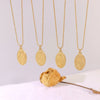 Pendant Necklace 316L Stainless Steel 18K Gold Plated Retro Portrait Oval Geometric Style Jewelry
