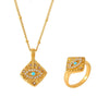 Pendant Necklace Titanium Steel Magic Eye Diamond Block Pvd Plated 18K Gold For Women