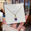 Pendant Necklace Titanium Steel Mixed Gem Inlay Heart Pattern Dripping Oil Design For Women