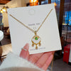 Pendant Necklace Titanium Steel Mixed Gem Inlay Heart Pattern Dripping Oil Design For Women