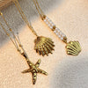 Pendant Necklace Titanium Steel Ocean Style Retro Minimalist Ushaped Electroplated Starfish Shell