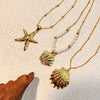 Pendant Necklace Titanium Steel Ocean Style Retro Minimalist Ushaped Electroplated Starfish Shell