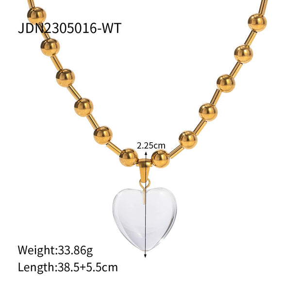 Pendant Necklace Titanium Steel Round Beads Geometric Electroplated For Women