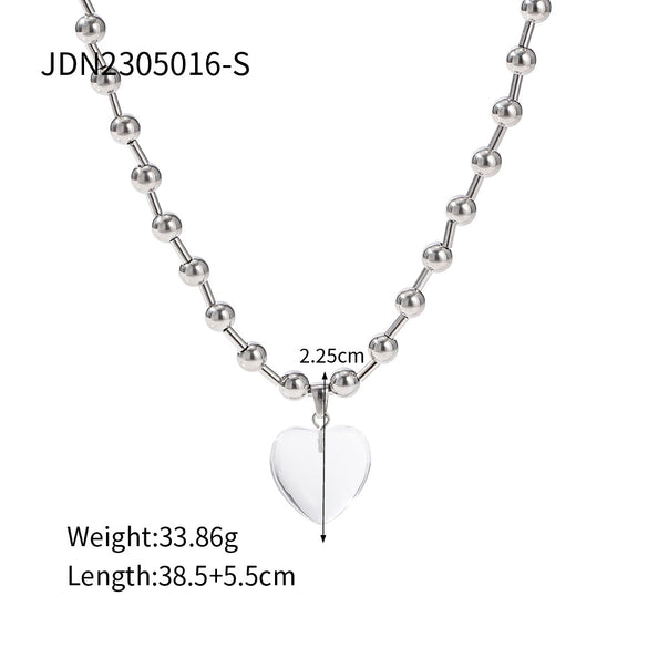 Pendant Necklace Titanium Steel Round Beads Geometric Electroplated For Women
