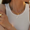 Pendant Necklace Titanium Steel Round Beads Geometric Electroplated For Women