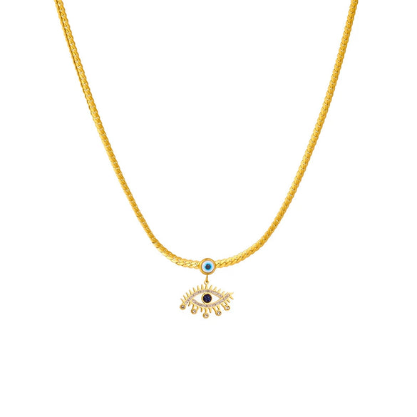 Pendant Necklace Titanium Steel Twist Chain Electroplating Light Luxury Retro Diamond Eye Style For Women